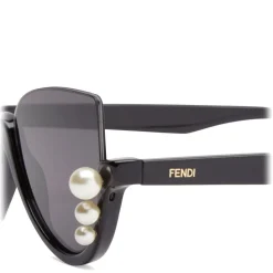 Fendi - Ribbons and Pearls - Black Cat Eye Oversize Sunglasses - Sunglasses - Fendi Eyewear - Avvenice