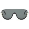 Fendi - Ribbons and Pearls - Black Mask Oversize Sunglasses - Sunglasses - Fendi Eyewear - Avvenice