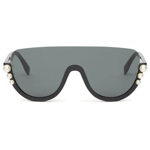 Fendi - Ribbons and Pearls - Black Mask Oversize Sunglasses - Sunglasses - Fendi Eyewear - Avvenice