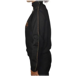 Gaëlle Paris - High Neck Sweatshirt with Zip Closure - Black - Sweatshirt - Made in Italy - Luxury Exclusive Collection - Avvenice