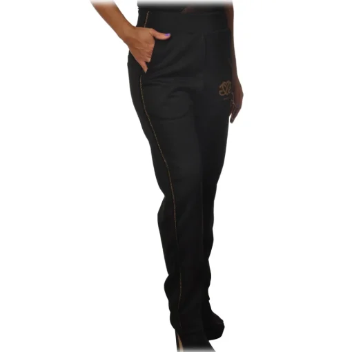 Gaëlle Paris - Sweatpants Straight Leg - Black - Trousers - Made in Italy - Luxury Exclusive Collection - Avvenice