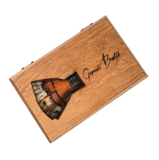 Genius Bowtie - Copernicus - Red Black - Suede Leather Bow Tie with Feathers - Luxury High Quality Bow Tie - Avvenice