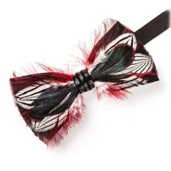 Genius Bowtie - Newton - Black - Suede Leather Bow Tie with Feathers - Luxury High Quality Bow Tie - Avvenice