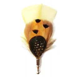 Genius Bowtie - Shakespeare - Beige Brown - Real Feathers Pin - Luxury High Quality Pin - Avvenice