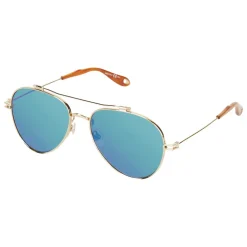 Givenchy - Aviator Sunglasses in Metal Frame with Golden Finish and Turquoise - Sunglasses - Givenchy Eyewear - Avvenice
