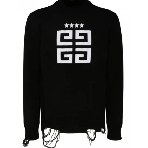 Givenchy - Black and White Cotton 4G Stars Pullover - Givenchy Exclusive Luxury Collection - Avvenice