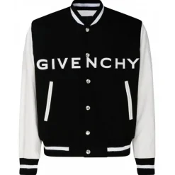 Givenchy - Black and White Wool and Leather Bomber Jacket - Givenchy Exclusive Luxury Collection - Avvenice