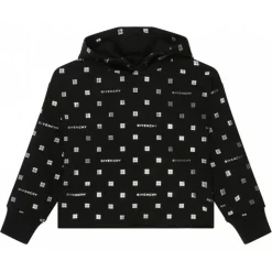 Givenchy - Black Cotton Monogram Print Hoodie - Givenchy Exclusive Luxury Collection - Avvenice