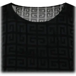 Givenchy - Black 4G Jacquard with Tulle and Drape Dress - Givenchy Exclusive Luxury Collection - Avvenice