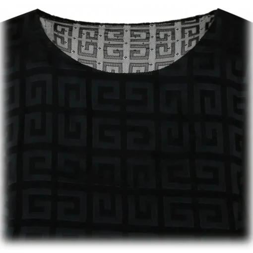 Givenchy - Black 4G Jacquard with Tulle and Drape Dress - Givenchy Exclusive Luxury Collection - Avvenice