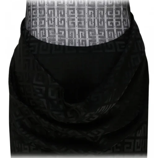Givenchy - Black 4G Jacquard with Tulle and Drape Dress - Givenchy Exclusive Luxury Collection - Avvenice