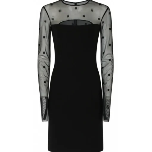 Givenchy - Black 4G Tulle Mini Dress - Givenchy Exclusive Luxury Collection - Avvenice