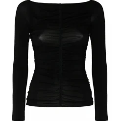 Givenchy - Black Ruched Jersey Top - Givenchy Exclusive Luxury Collection - Avvenice