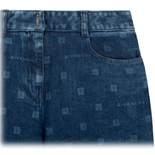 Givenchy - Blue 4G Wide Leg Jeans - Givenchy Exclusive Luxury Collection - Avvenice