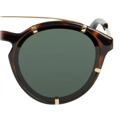 Givenchy - Dark Torroise Acetate Round Sunglasses with Gold Frame Finish and Green Lenses - Sunglasses - Givenchy Eyewear - Avvenice