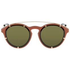Givenchy - Opaque Brown Acetate Round Sunglasses with Gold Frame Finish and Brown Lenses - Sunglasses - Givenchy Eyewear - Avvenice