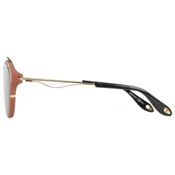 Givenchy - Opaque Brown Acetate Round Sunglasses with Gold Frame Finish and Brown Lenses - Sunglasses - Givenchy Eyewear - Avvenice