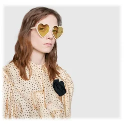 Gucci - Acetate Heart Sunglasses - Ivory Heart - Gucci Eyewear - Avvenice