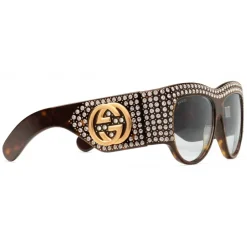 Gucci - Acetate Oversized Sunglasses with Crystals - Turtle - Gucci Eyewear - Avvenice
