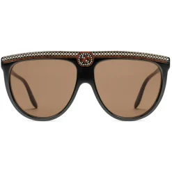 Gucci - Aviator Acetate Sunglasses with Crystals - Black - Gucci Eyewear - Avvenice