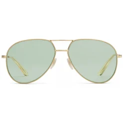 Gucci - Aviator Metal Sunglasses - Gold  with Transparent Yellow Detail - Gucci Eyewear - Avvenice