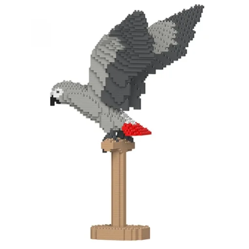 Jekca - African Grey 02S - Lego - Sculpture - Construction - 4D - Brick Animals - Toys - Avvenice