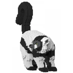 Jekca - Black and White Lemur 01S - Lego - Sculpture - Construction - 4D - Brick Animals - Toys - Avvenice