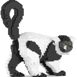 Jekca - Black and White Lemur 01 - Big - Lego - Sculpture - Construction - 4D - Brick Animals - Toys - Avvenice