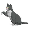 Jekca - Grey Tuxedo Cat 03S - Lego - Sculpture - Construction - 4D - Brick Animals - Toys - Avvenice