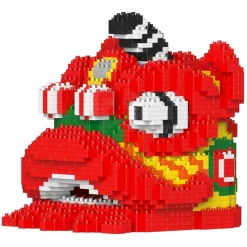 Jekca - Lion Dance Head 01 - Big - Lego - Sculpture - Construction - 4D - Brick Animals - Toys - Avvenice