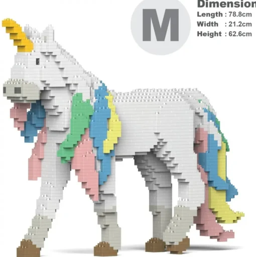 Jekca - Unicorn 01 - Big - Lego - Sculpture - Construction - 4D - Brick Animals - Toys - Avvenice