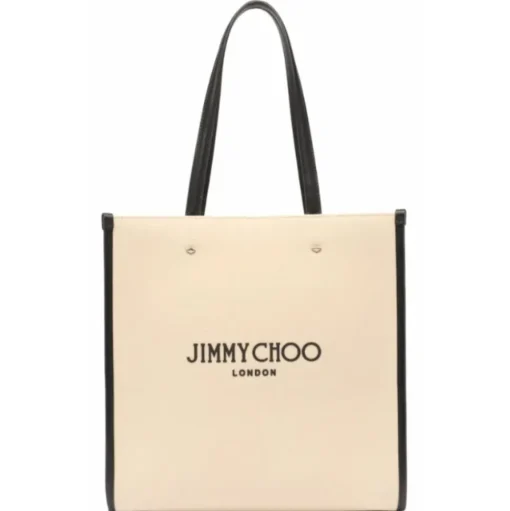 Jimmy Choo - N/S Tote Bag - Beige Black - Jimmy Choo Exclusive Luxury Collection - Avvenice