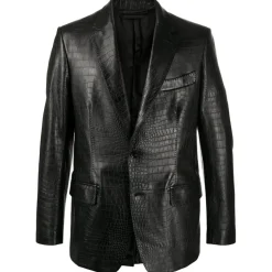 Jovanny Capri - Magnificent Jacket with Crocodile Motif - Leather Jacket - Luxury High Quality - Avvenice