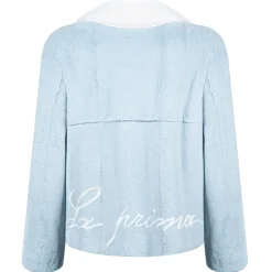 La Prima Luxury - La Prima - Light Blue - Vison Fur 8mm Shaved With White Mink - Fur Coat - Luxury Exclusive Collection - Avvenice
