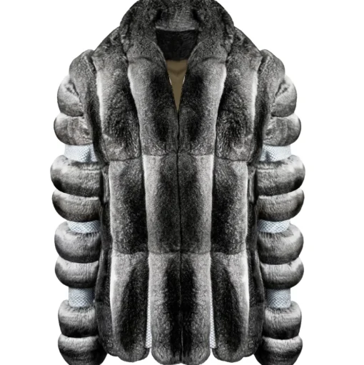 La Prima Luxury - Piuma - Black Velvet Chinchilla Fur - 18 kt Gold Hooks - Fur Coat - Luxury Exclusive Collection - Avvenice