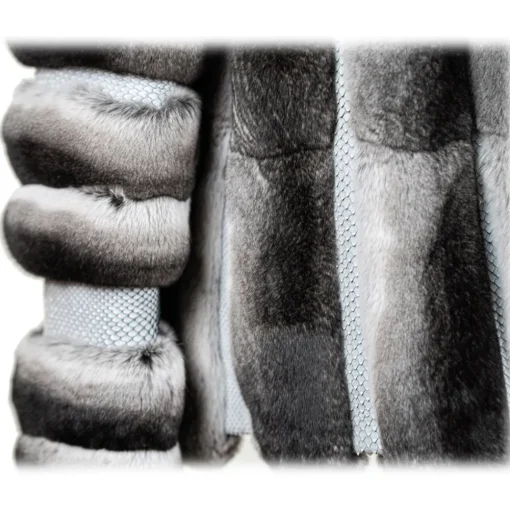 La Prima Luxury - Piuma - Black Velvet Chinchilla Fur - 18 kt Gold Hooks - Fur Coat - Luxury Exclusive Collection - Avvenice