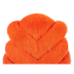 La Prima Luxury - Spiga Arancio - Orange White Shadow Fox Fur - 18 kt Gold - Fur Coat - Luxury Exclusive Collection - Avvenice