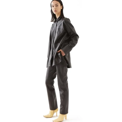 La Rando - Junin Shirt - Lambskin Leather - Black - Artisan Shirts - Luxury High Quality Leather - Avvenice