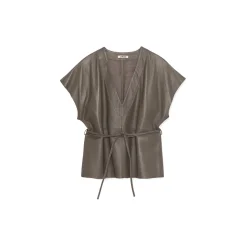 La Rando - Lezama Top - Lambskin Leather - Grey - Artisan Top - Luxury High Quality Leather - Avvenice