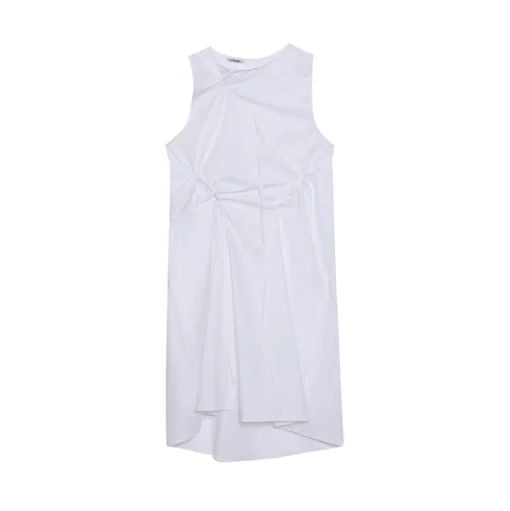 La Rando - Lugano Dress - Cotton - White - Artisan Dress - Luxury High Quality Leather - Avvenice