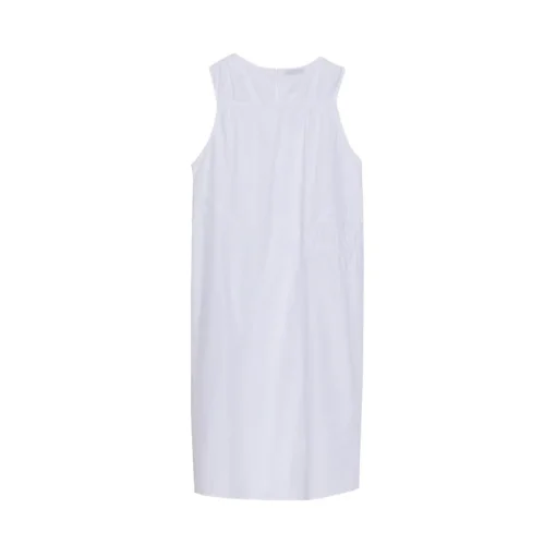 La Rando - Lugano Dress - Cotton - White - Artisan Dress - Luxury High Quality Leather - Avvenice