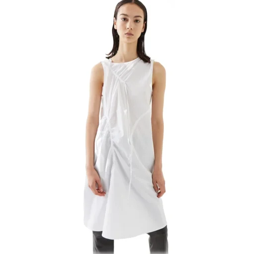 La Rando - Lugano Dress - Cotton - White - Artisan Dress - Luxury High Quality Leather - Avvenice