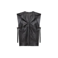La Rando - Pergamino Tunic - Lambskin Leather - Black - Artisan Top - Luxury High Quality Leather - Avvenice