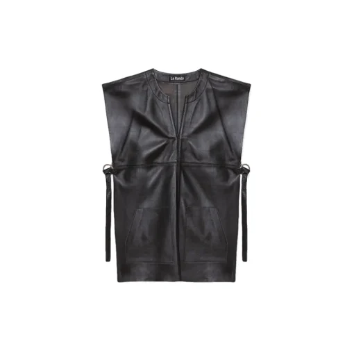 La Rando - Pergamino Tunic - Lambskin Leather - Black - Artisan Top - Luxury High Quality Leather - Avvenice