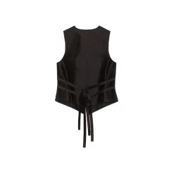 La Rando - Torcuato Vest - Silk and Wool - Black - Artisan Top - Luxury High Quality Leather - Avvenice