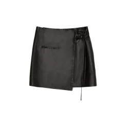 La Rando - Traful Mini Skirt - Lambskin Leather - Black - Artisan Skirt - Luxury High Quality Leather - Avvenice