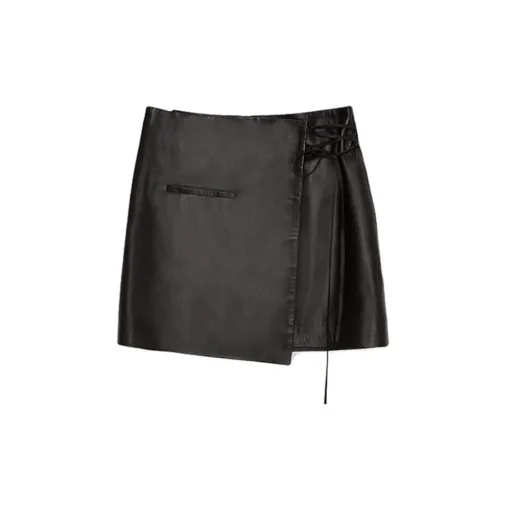 La Rando - Traful Mini Skirt - Lambskin Leather - Black - Artisan Skirt - Luxury High Quality Leather - Avvenice