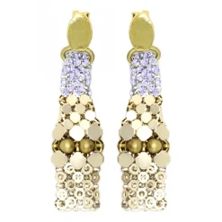 Laura B - 3&4&6 Earrings - Mesh and Swarovski Earrings - Gold - Lilac Swarovski - Handmade Earrings - Luxury High Quality - Avvenice