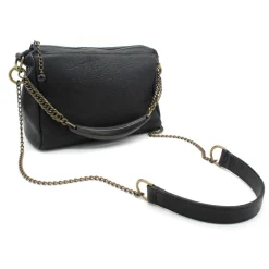 Laura B - Bauletto Leather - Leather and Mesh Bag - Black - Strap Bag - Luxury High Quality Bag - Avvenice