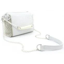 Laura B - Bauletto Mini - Leather and Mesh Bag - White - Strap Bag - Luxury High Quality Bag - Avvenice